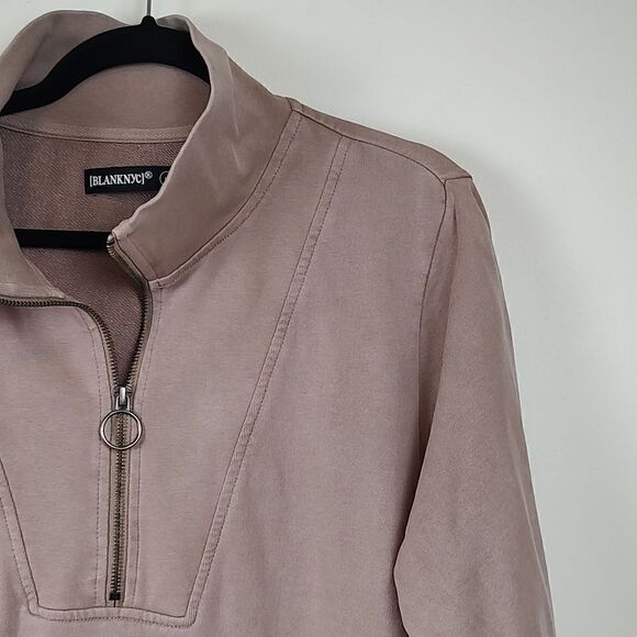 BlankNYC Quarter Zip Semi Cropped Long Sleeve Pull Over Top Size M - Picture 3 of 11